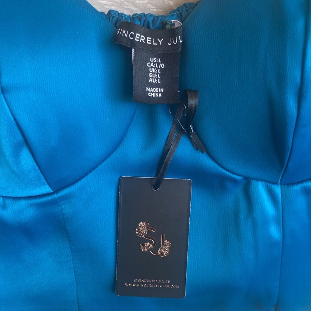 Sincerely Jules Blue Sleeveless Crop Top L - Picture 4 of 9